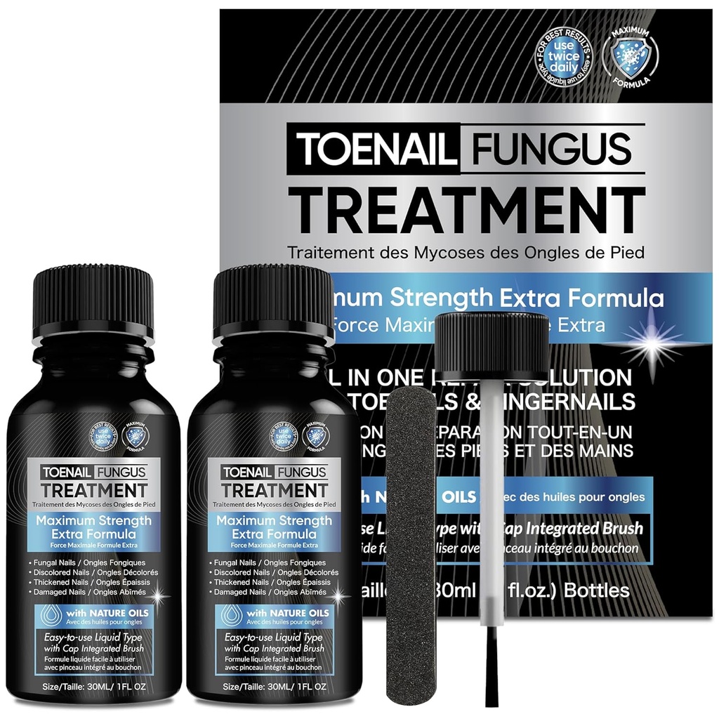 Tratamento de Fungos de unhas 2pcs extra força x 30ml, Tratamento de unhas de fungos de fungos de unhas para unhas, Tratamento de fungos de unhas de pés força extra para unhas danificadas e descoloração.