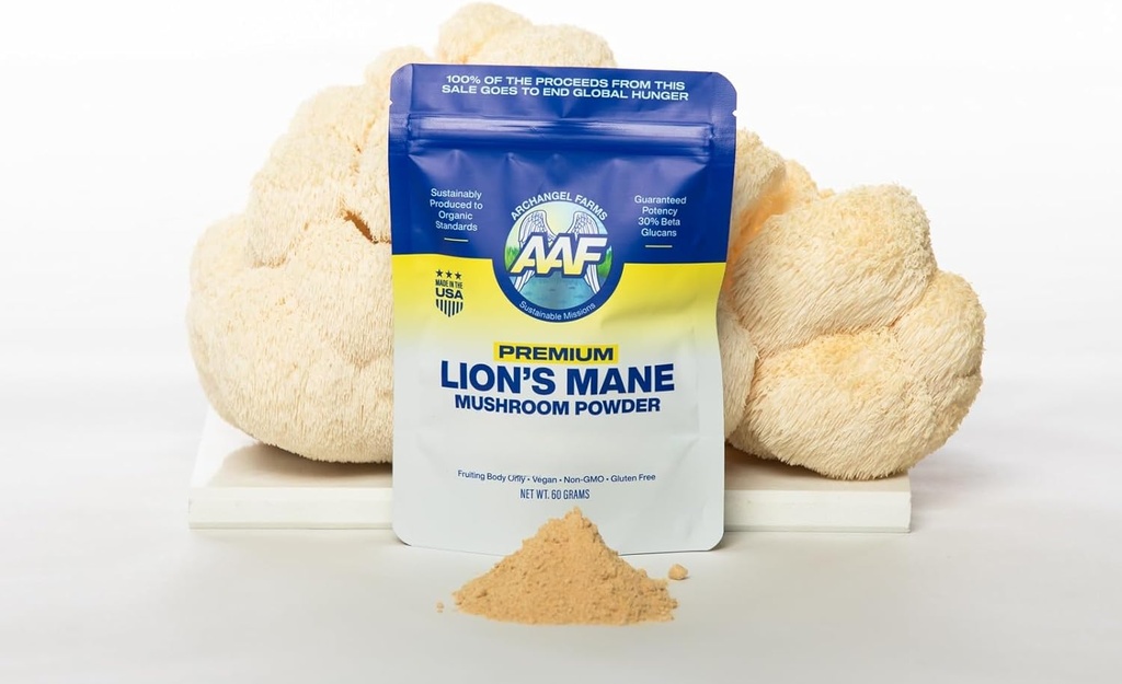 Lion's Mane Mushroom Powder, Brain Supplement for Memory and Focus, Verified Beta-Glucan, Digestion & Immun Support Supplement, Organic & Non-GMO, 60g, 60-Day Supply