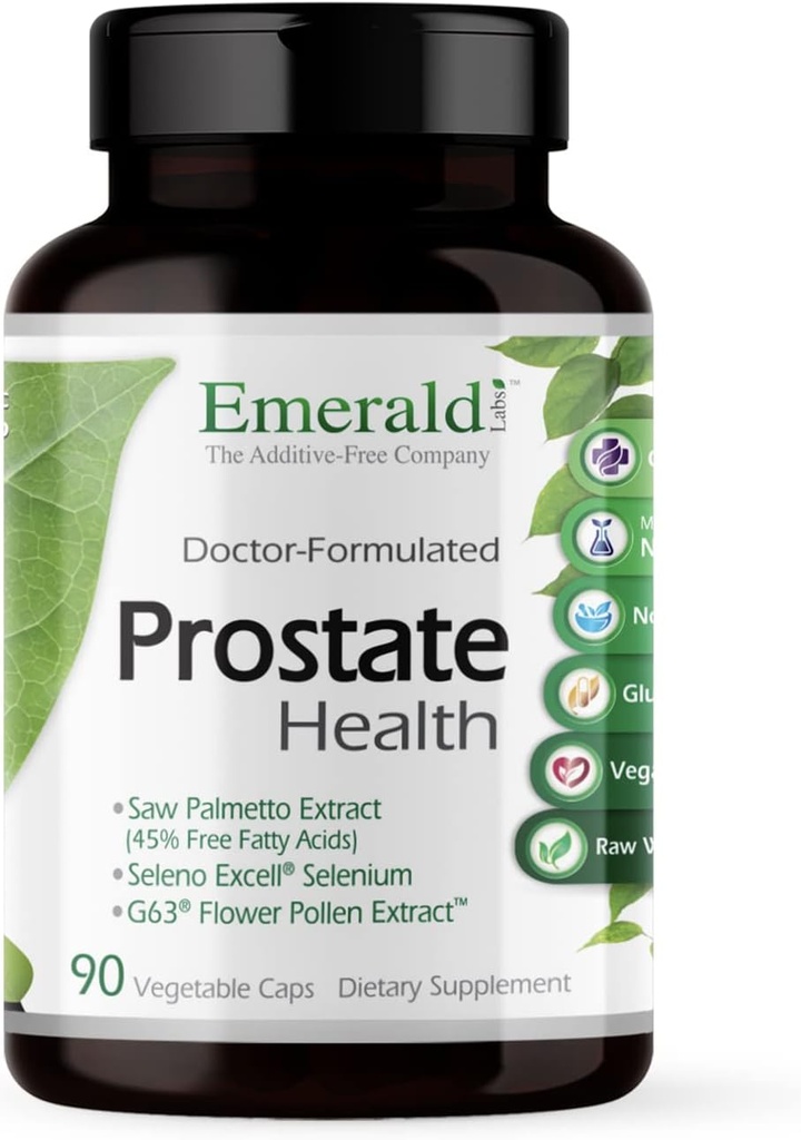 EMERALD LABS Prostate Health - Prostate Support supplement with Saw Palmetto, Lycopene, Stinging Nettle & More* - Vegan & Gluten-Free - 90 Vegetable Capsules (30-Day Supply)