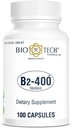 Bio- Tech Pharmacal B2- 400, 100 kapsułki - All- Natural Supplement - Supports Clarity and Productivity - No Dairy, Fish, Gluten, Peanut, Shellfish, GMOS, & Soy - No Artificial Colors