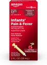 Basic Care Infants' Pain & Fever, Acetaminophen 160 mg pro 5 mL, Suspension Liquid, Dye-Free Cherry Flavor, 2 fl oz (Pack 1)
