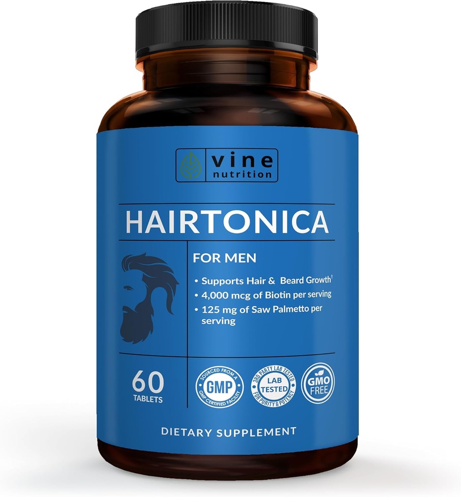 Hairtonica for Men – Hair Growth Supplement with Biotin, Collagen & Saw Palmetto – Supports Thicker, Stronger Hair & Scalp Health – DHT Blocker – 30 Day Supply