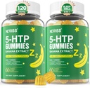 5-HTP Gummies + GABA - Melatonin kostenlos - Relaxation Gummis mit Banana Extract, L-Theanin, L-Tryptophan, Vitamin D3 für gesunde Erholungszyklen & Circadian Rhythm, Gehirnfunktion & Muskelrelax, 2er Pack
