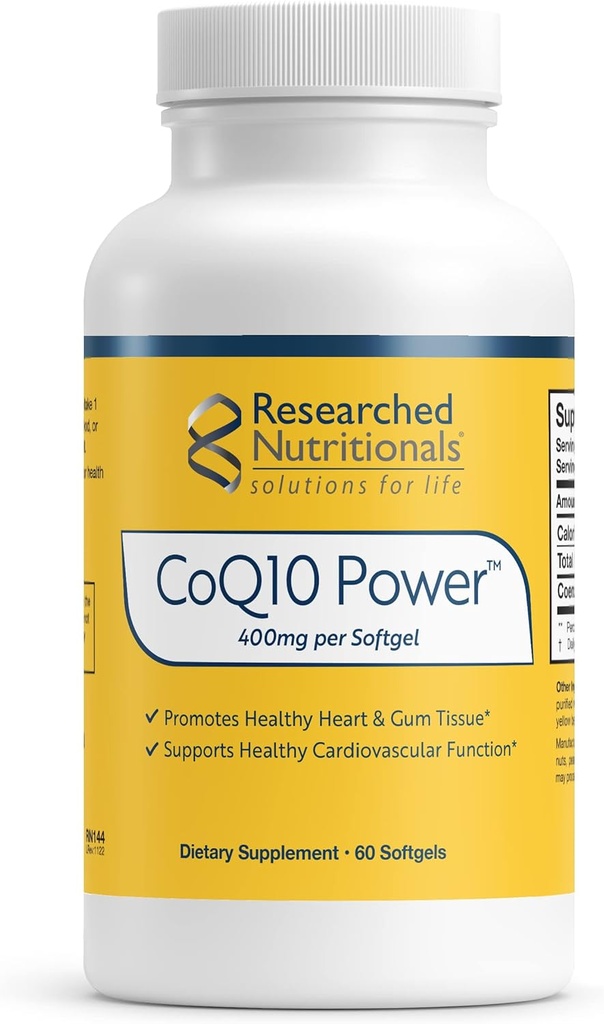 Araştırmalı Beslenme CoQ10 400 mg Softgels - CoQ10 Power - Tedavi-Strength Coenzyme Q10 Supplement - Support Natural Energy & Immune Function, Trust & Gum Tissue (60 Softgels)