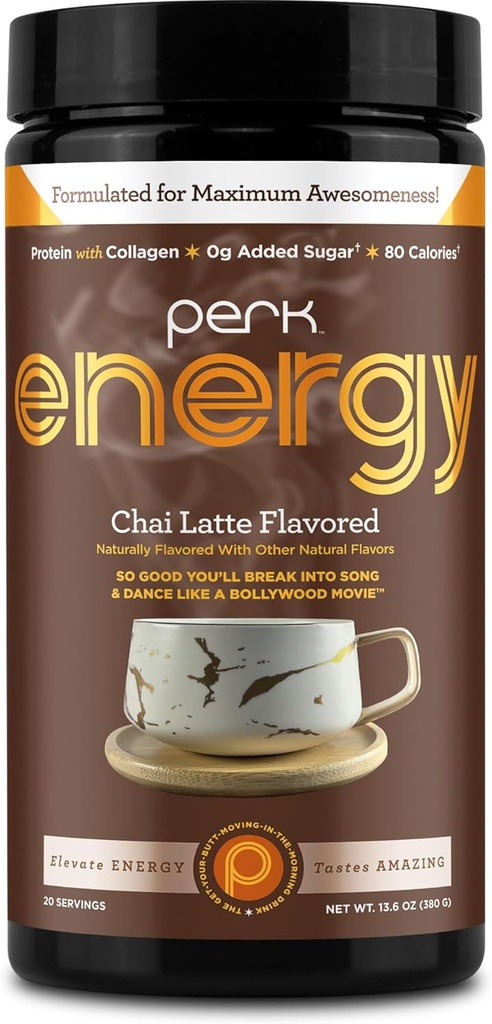Perk Energy Original Chai Latte Maitsestatud Joogipulber (20 serveerimist) - Gluteenivaba, maapähklivaba