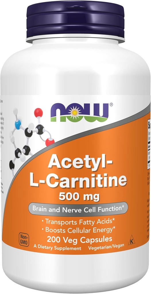 ACUM alimente Suplimente, Acetil-L Carnitină 500 mg, Aminoacid, Brain and Nervi Cell Function*, 200 Veg Capsule