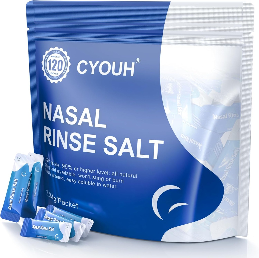 120PCS Сіль Saline Packets Sinus Nasal Rinse для Neti Pot, Індивідуально Обгортається 2.34G Nasal пральна система Nose Cleaner Saline Refill Packets