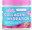 Obvi Hydration Порошок Electrolyte & Collagen Peptide Комплекс 5 Види колагену з гіалуроновою кислотою Підтримує еластичність шкіри та спільне здоров'я Цукор-Free Raspberry Rose, 30 Сервінги