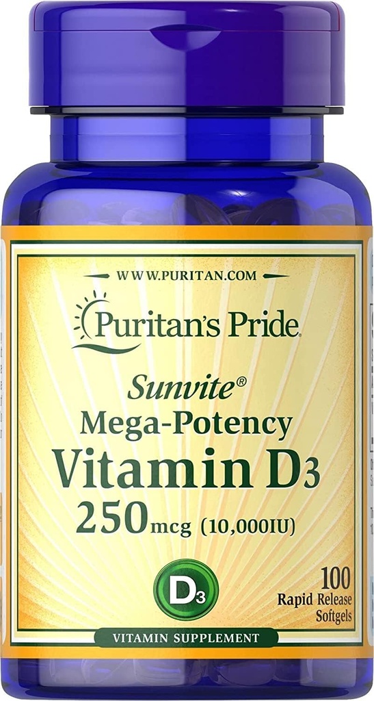 Puritaan Pride Vitamiin D3 10 000 IU- 100 Softgels