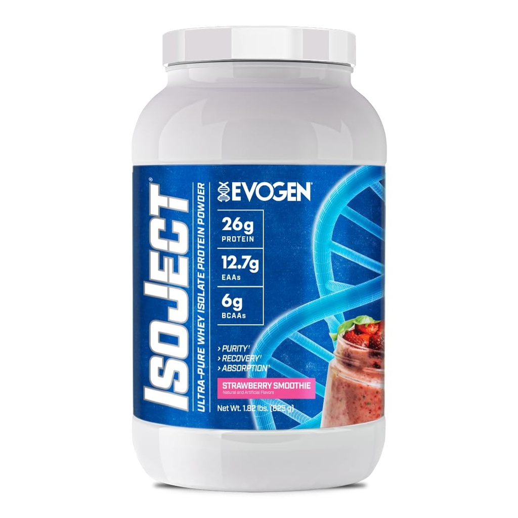 Evogen Isoject - Whey Protein Isolate | Ultra-Pure Whey Protein Powder with Ignitor Enzymes, BCAAs, and EAAs | Enhanced Absorption & Recovery | Strawberry Smoothie | 25 Servings
