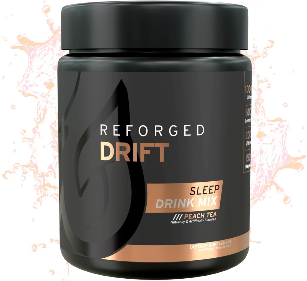 Drift Sleep Drink Mix - Nyugodt Magnézium por alvó támogatás kiegészítése - Melatonin Alvó por kiegészítés Magnézium, Lemon Balm, L- Theanine, L- Glicin - Barack tea, 30 szervadékok