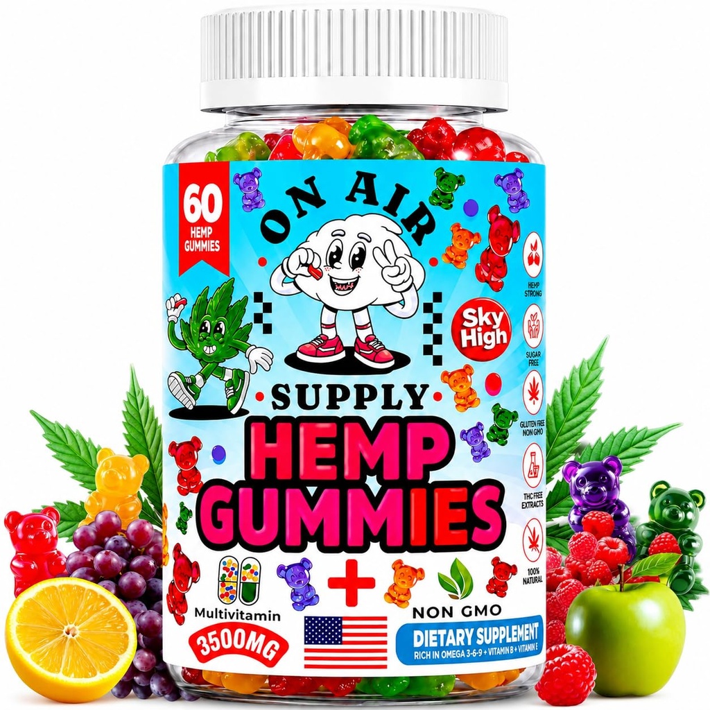 Hemp Gummies 3,500mg Extra Strength, Natural Pain & Stress Relief - Hemp Extract for Sleep, Anxiety, Calm & Joint Support - Gluten-Free, Mood Support, Non-GMO - Made in USA