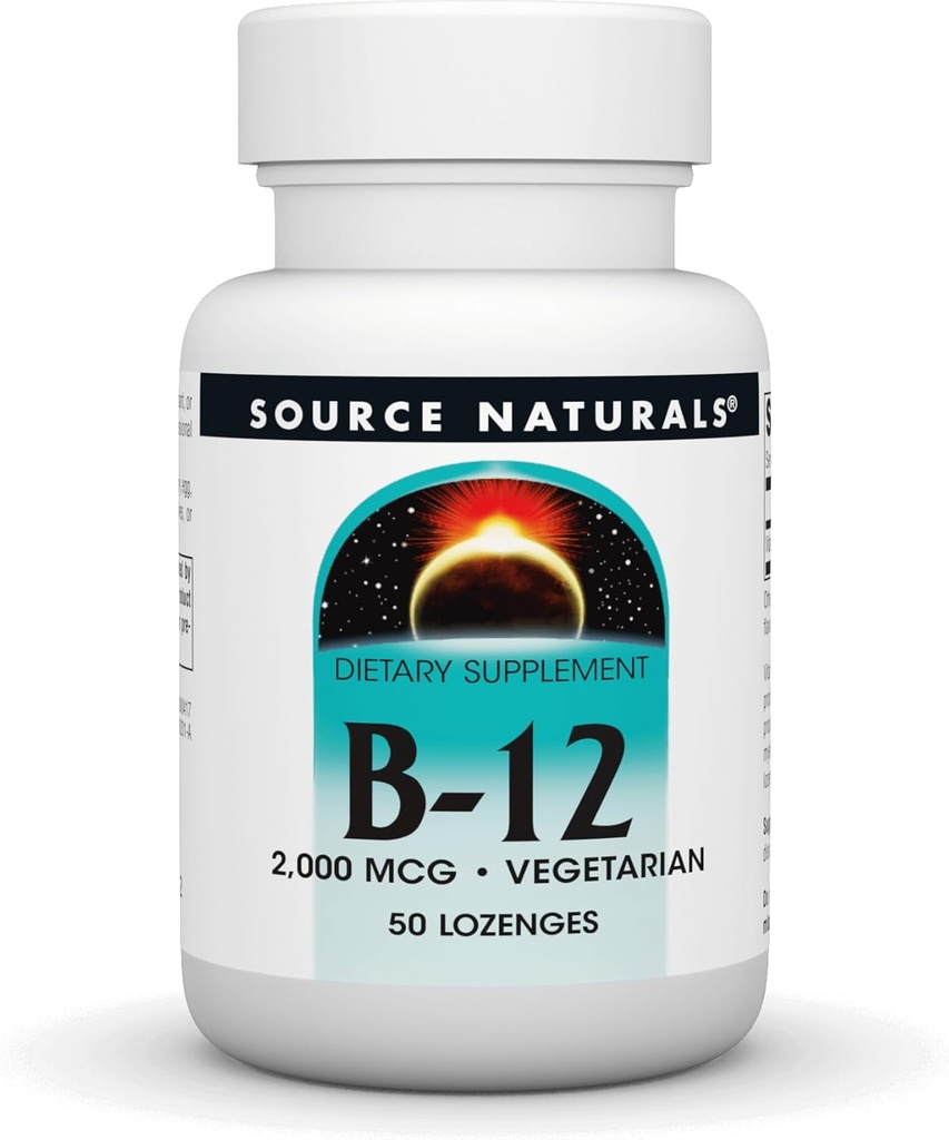Fonte Naturals Vitamina B-12, 2000 mcg Suporta Produção de Energia - 50 Lozenges