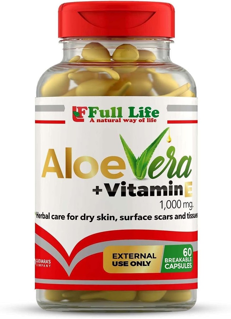 Aloe Hidup Penuh Vera + Vitamin E, 60 Breakable Capsules - Moisturising, Anti- penuaan - skincare sehat