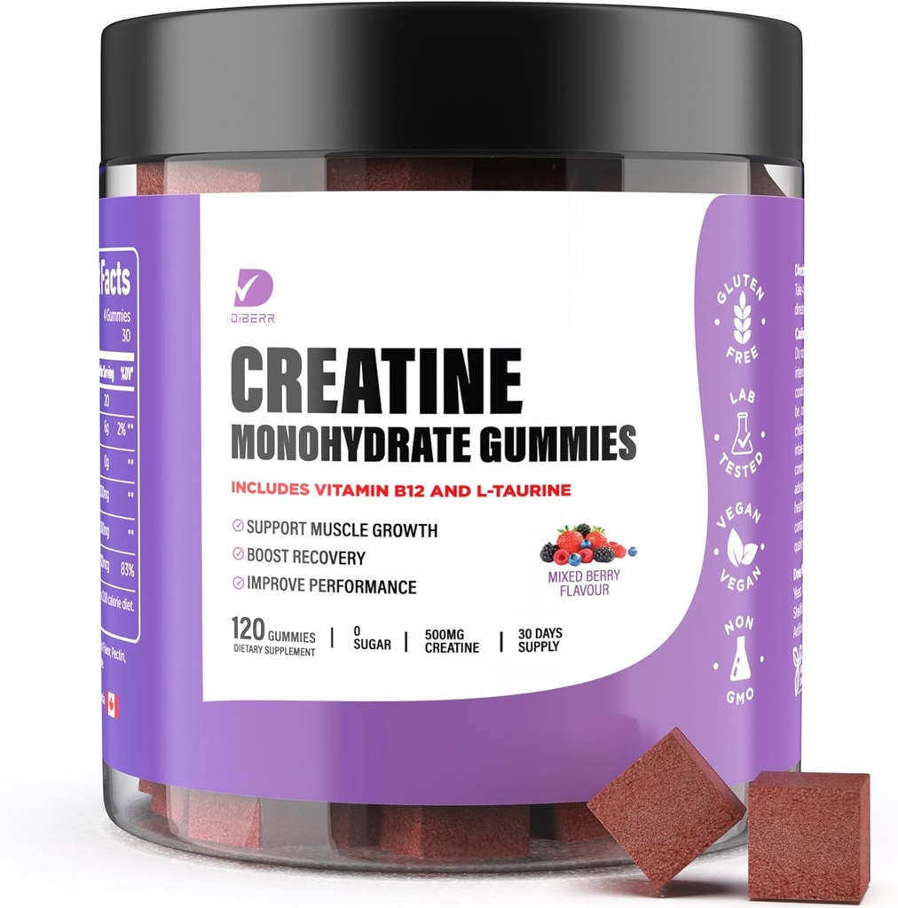 Creatine Gummies - Creatine Monohydrate Gummies for Men & Women - 5g of Creatine Monohydrate per Serving- Increase Focus, Strength, Endurance -Build Muscle, Sugar Free,Vegan, Non-GMO 120 Ct