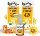 Sore Throat Yardımı üçün HoneyWorks Kids Throat Sprey, 1 Oz (Pack of 2) Soothing Non-GMO USDA Organic Dark Honey + sink, Fast-Acting Relief, 12 Ay+