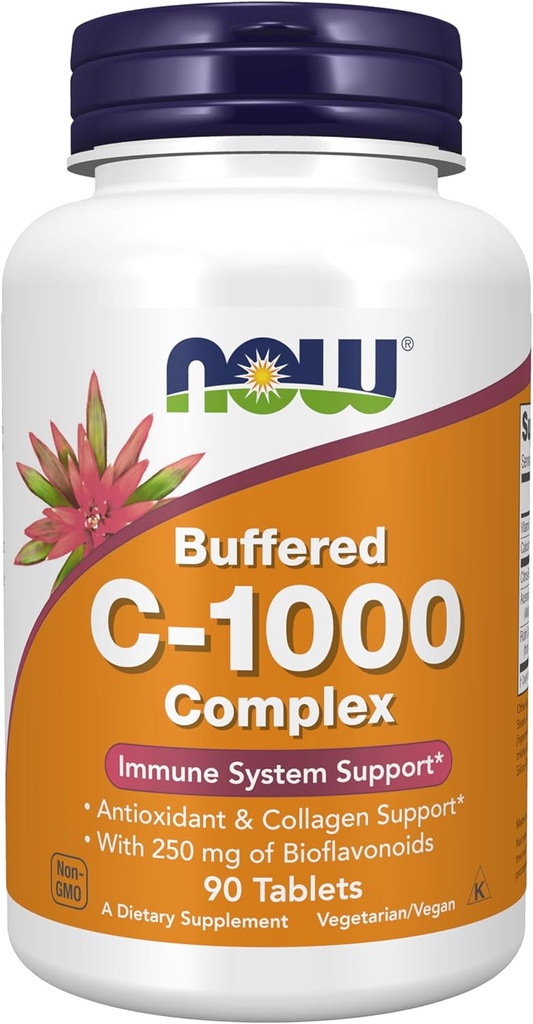תוספי ויטמינים C-1000 מורכבים עם 250 מ"ג של Bioflavonoids, Buffered, Antioxidant Protection *, 90 טבליות