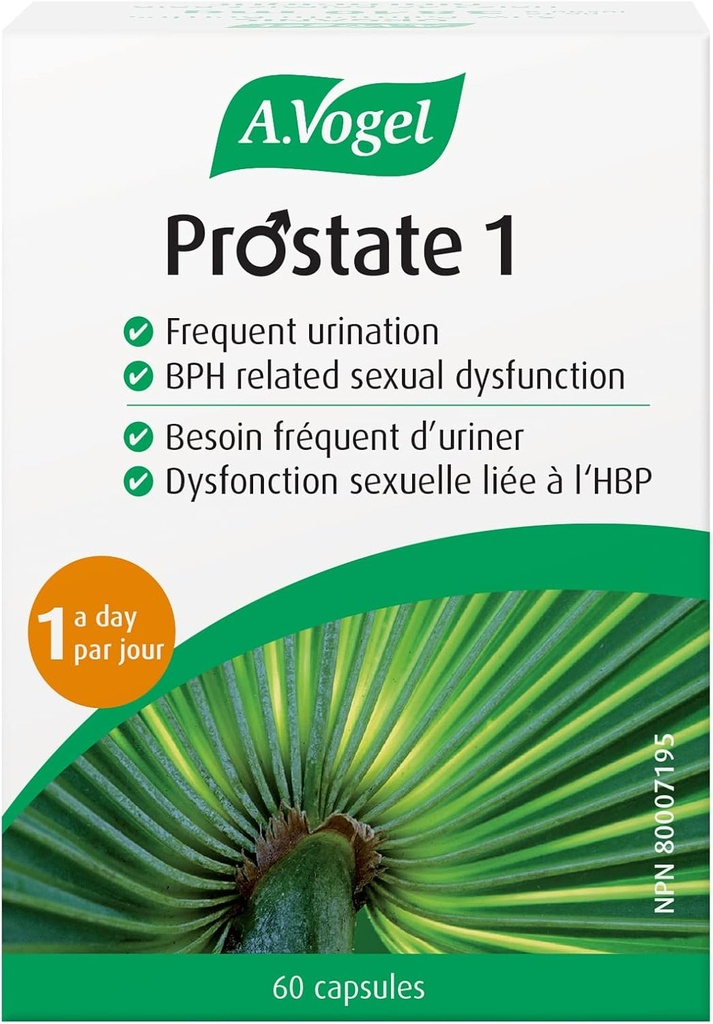 A. Vogel Prostate 1 - Organic Saw Palmetto Prostate Support Supplement - 85 Percent Fatty Acids - Clinically Proven Efficacy (60 cápsulas)
