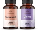 HERBAMAMA Spearmint ja Vitex Kit - 1000 mg Spearmint Leaf & Vitex Chasteberry kapslid - Vegan, Non-GMO, želatiinivaba - 2 Pack