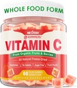 Pastilhas de vitamina C orgânicas 120mg para adultos, Livre de açúcar, Defesa imunitária diária, Antioxidante cru, 100% alimento integral mastigável Suplemento de vitamina C de 1200mg Berries & Fruits para Colágeno, Vegan, 60 Condes