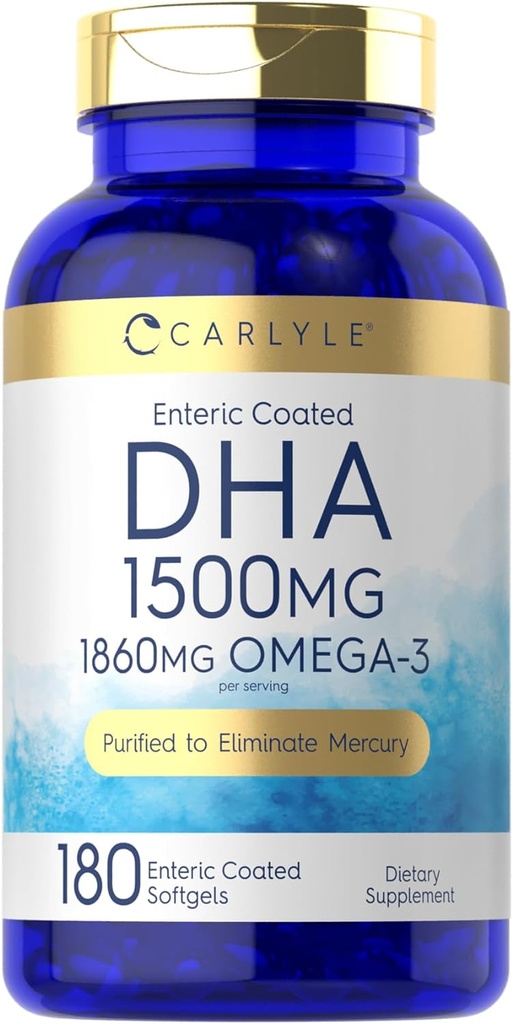 Carlyle DHA Supplemento 1500mg | 180 Softgels | Supplemento Omega-3 | Non OGM, Gluten Free