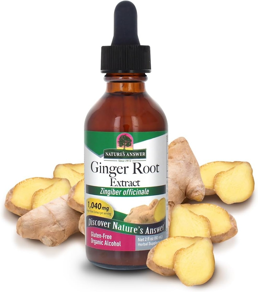 Respuesta de la naturaleza Ginger con alcohol orgánico, onzas de 2 líquidos