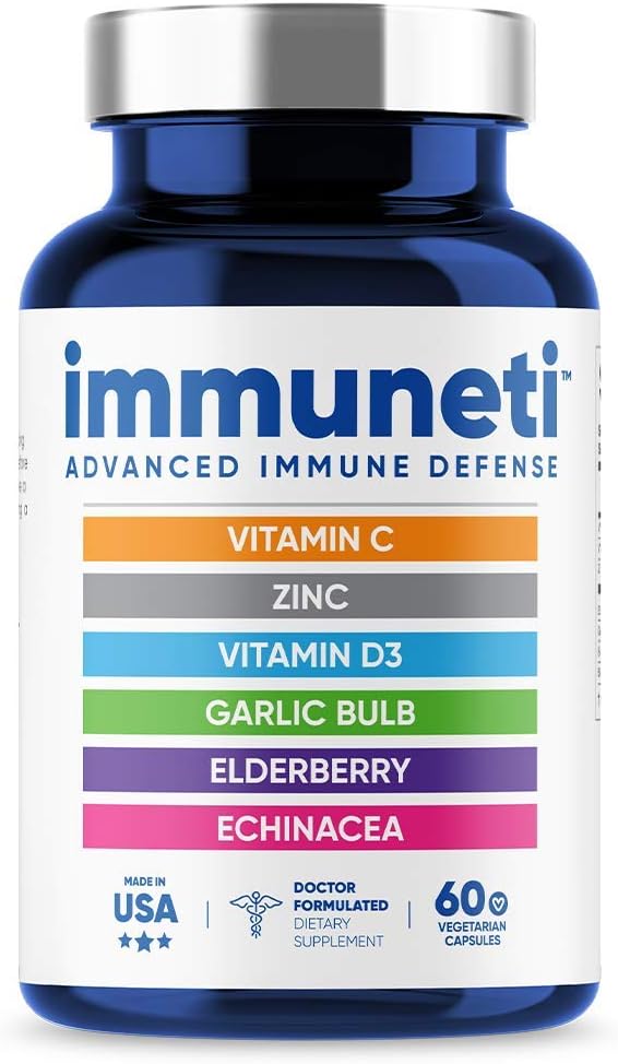 Immuneti - Advanced Ammune Defense, 6-in- 1 powerful Blend of Vitamin C, Vitamin D3, Zinc, Elderberry, Bulb Bawang, Echinacea - Supports Overall Health, Provides Vital Nutrients & Antioksidants