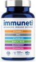 Immuneti - Advanced Immune Defense, 6-in-1 Powerful Band of ויטמין C, ויטמין D3, Zinc, Elderberries, Garlic Bulb, Echinacea - תומך בריאות כוללת, מספק חומרים מזינים ואנטי-oxidants