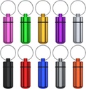 Caz pilula mic portabil cu Keychain (10 Pack), Urekt rezistent la apa Aluminum Pill Organizator Metal Mini Box Pocket Depozit de droguri pentru Camping Exterior Travel