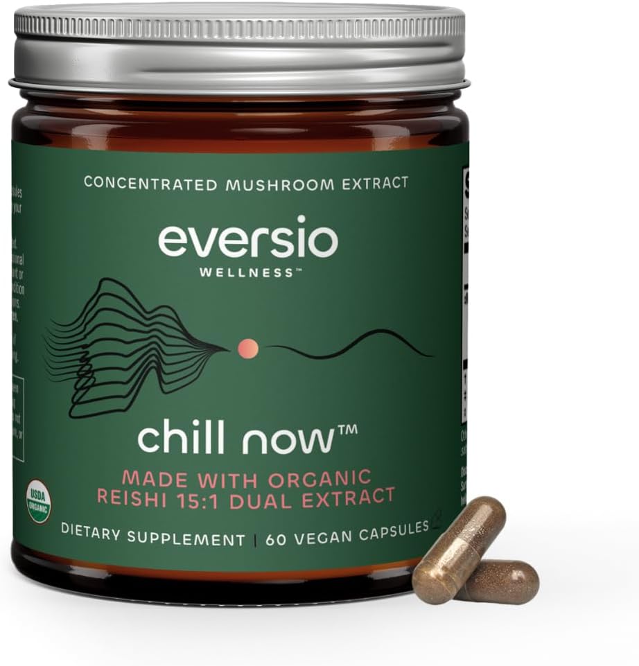 CHILL Now Organic Reishi Mushroom Supplement - 15:1 Reishi Dual Extract in 60 Vegan Capsules (250mg)