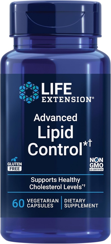 Life Extension Advanced Lipid Control, amla Extract, indijski kosmulje, zdravje srca, endotelijsko zdravje, vegetarijansko, brez glutena, 60 kapsul