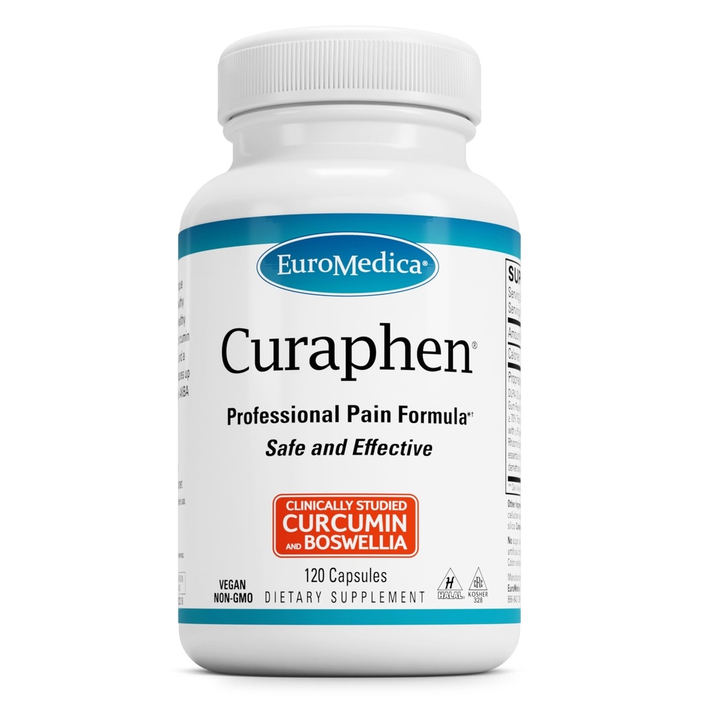Euromedica Curaphen - 120 Capsules - Professional Formula - Potent Curcumin & Boswellia with DLPA & Nattokinase - Clinically-Studied Ingredients, Highly Absorbable - 120 Servings