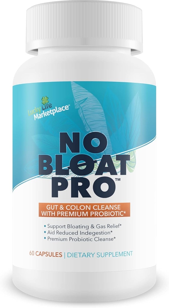No Bloat Pro - Gut & Colon Cleanse with Premium Probiotic Support - Bloating & Gas Relief - Fennel & Ginger를 포함합니다 - Colon Health & Digestive Health - Aid Regularity & Digestion을 홍보하십시오.