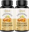 Liposomal Turmeric Curcumin täydennysosa - 2000 mg, 95% Curcuminoid uute Piperine - 60 Softgels (2 pullo)