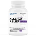 Puregen Labs Allergy Relief, Fexofenadine 180mg, 100 Tablets – 24 Hour Non-Drowsy Antihistamine Allergy Medicine for Runny Nose, Sneezing, Itchy, Watery Eyes