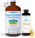 LIQUIDHEALTH Prenatal Baby Booster Pregnancy Vitamin Bundle - Vegan Women's Prenatal/Postnatal Multivitamin with SunActive &amp; Ferrochel Iron, Folate, Whole Foods - Made in The USA, 100% Vegan (Bundle)