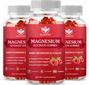 Magnesium Glycinate Gummies - 400mg Magnesium Glycinate Gummy dengan Vitamin D, B6, dan CoQ10, Magnesium Suplemen Relaksasi dan Penyatuan, Sugar Free - 60 Raspberry Gummies (3 Pack)