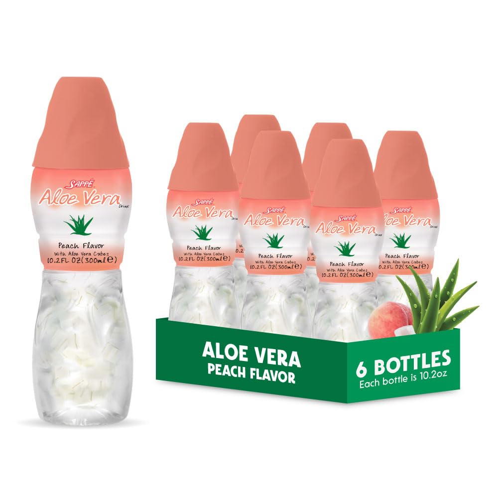 Aloe vera 果汁(桃味)加大块纯亚油浆(6包) 以植物为原料的汁液对水利作用很大,含有大豆浆. 对成年人和孩子来说是健康的