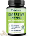 Enzimas Digestivas con Probióticos □ Salud Digestiva para Mujeres y Hombres □ Mezcla de Enzimas de 400 mg con Cepas Probióticas para la Digestión y la Salud Intestinal □ Vegetariano □ 60 Cápsulas
