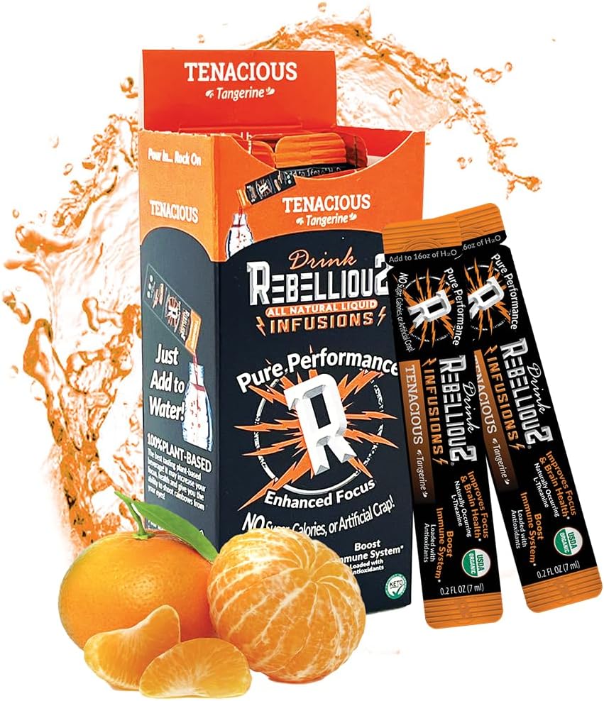 Üzümlü Tenacious Tangerine Organic İçki Mix - Zero Calorie Energy Drink Mix | Monk Fruit & Green Çay Ekstraktı | L-Theanine + Natural Caffeine | 100% Bitki-based | 10 paketi