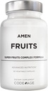 Amen Fruits, Denní Fruits Vitamíny Doplňky, Více než 20 Celý ovocný extrakt - Raw Multivitamin, Berries, Antioxidant Polyfenoly Superfood & Flavonoids - Non- GMO - 90 Kapsle