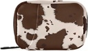 OTVEE Beige Brown Vaca Print Pill Case Bag, Vitamina Organizator Medicina transporta caz de călătorie
