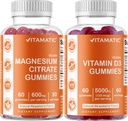 Vitamatic Magnesium " Vitamin D3 Gummies Combo - 60 Vegan count each