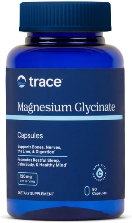 Trace Minerals Magnesium Glycinate - Lievä Magnesium Glycinate Supplement for Healthy Sleep & Relaxation Support - Terve mieli & energia - Vegaani - Gluteeniton - 90