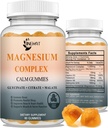 Trigubas magnio kompleksas - High Absorbtion Magnis Gummies, Magnio glicinatas, Malatas, & Citrate, Chelatinės formos su vitaminu D ir cinku, kalio, Coq10 Priedas