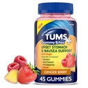 TUMS Plus Upset Stomach & Nausea Support, Dietary Supplement, Ginger Berry - 45 Count