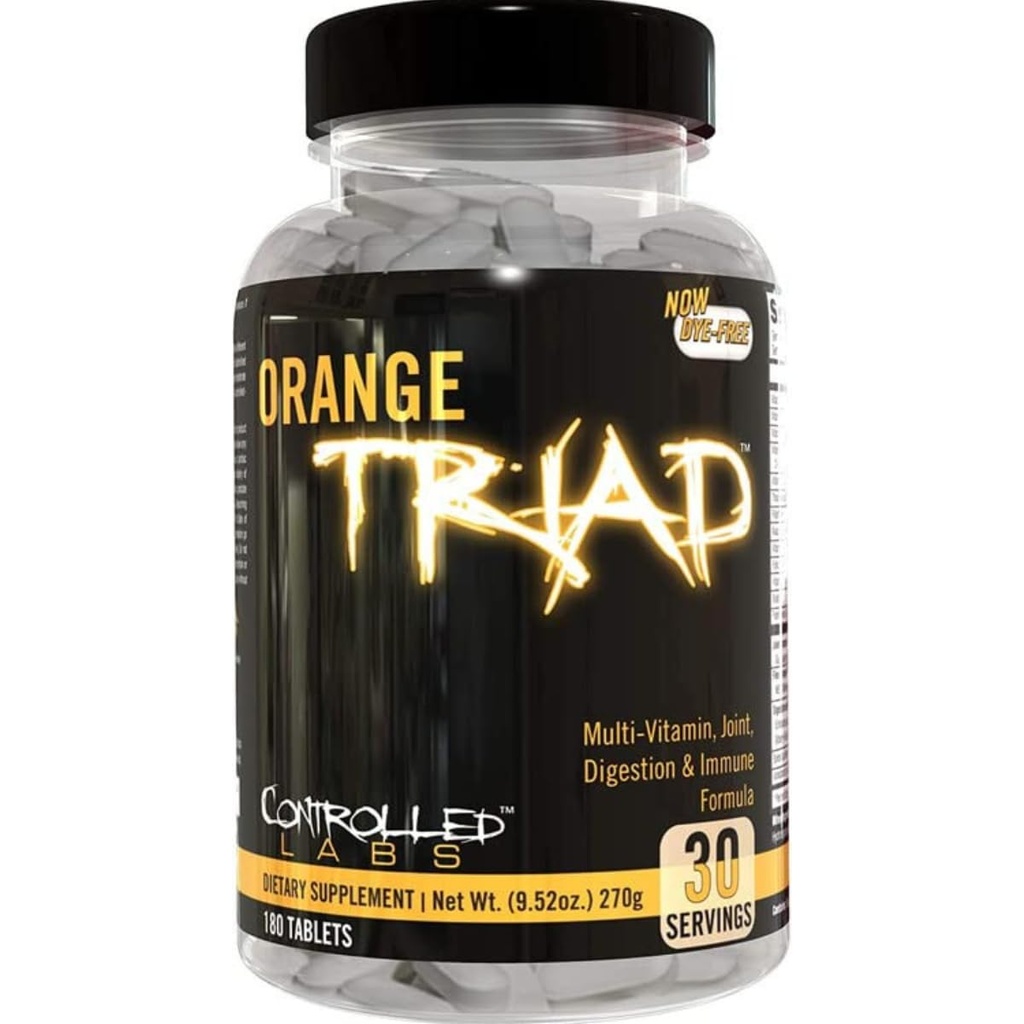 CONTROLLED LABS Orange Triad Multivitamin for Men, Women, Bodybuilders, Iron Free, Supports Joints, Digestion, & Immune Functioning 30 serv - 1pk - 180 ct