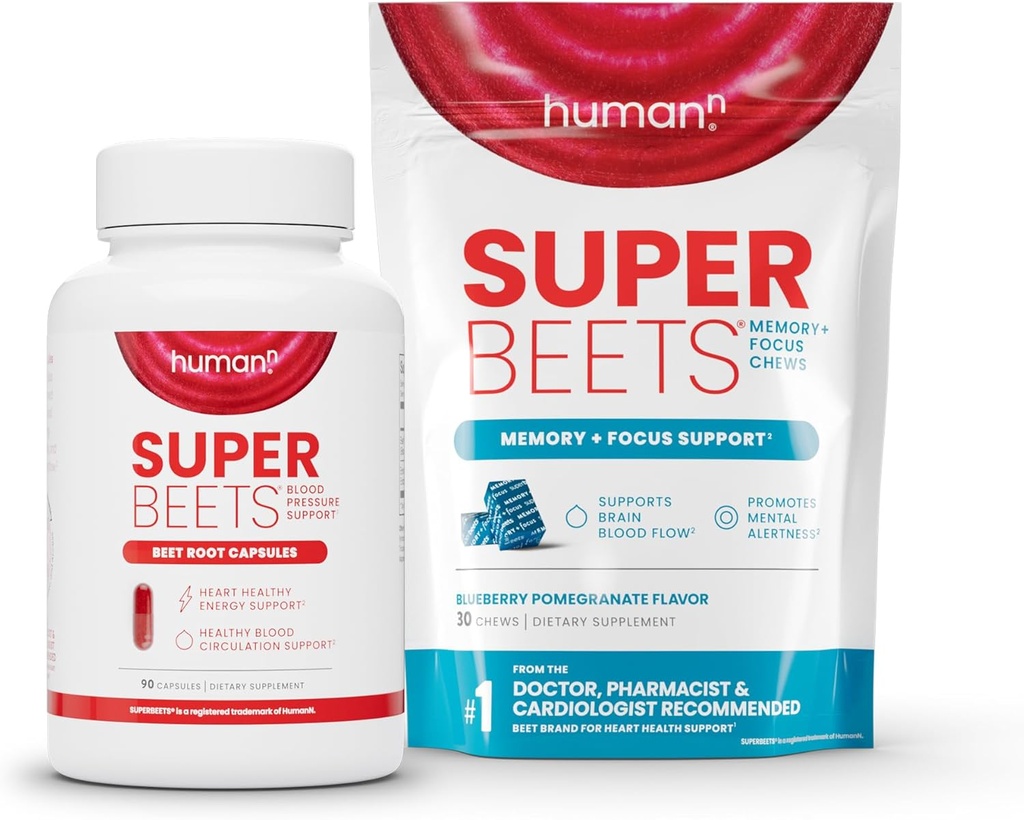 Humann SuperBeets Beet Root Capsules " Memory + Focus Chews