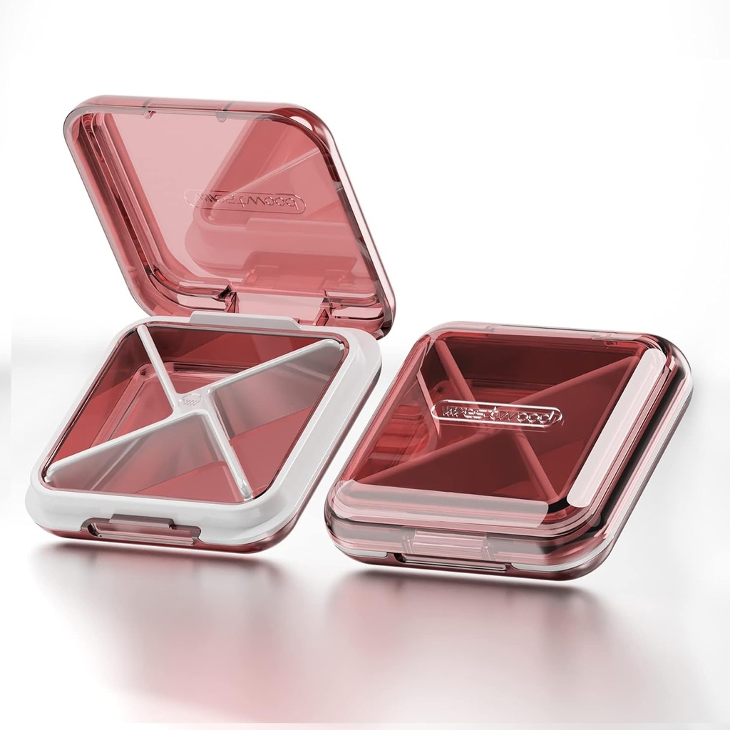 DUBSTAR Daily Pill organizationer,4 比较便携式旅行小药箱,Pill Box for Purse Pocket to Hold Vitamins,Cod Liver Oil, Suppless and Medication (红色)