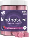 kindnature L-Theanine Gummies 200mg – Calm & Focus Supplement for Adults & Kids Ages 4+ – Stress Support, Mental Clarity & Non-Drowsy Relaxation – Vegan, Mixed Berry, Non-GMO